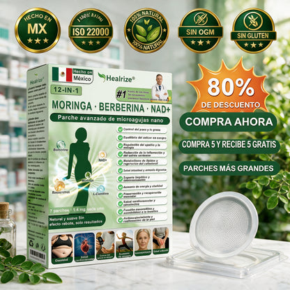 Tienda Oficial | Healrize® Moringa · Berberine × NAD+ 12-en-1 Advanced Nano Microneedle Patch 🇲🇽 (Solo una vez al día, cambios visibles en 7 días)