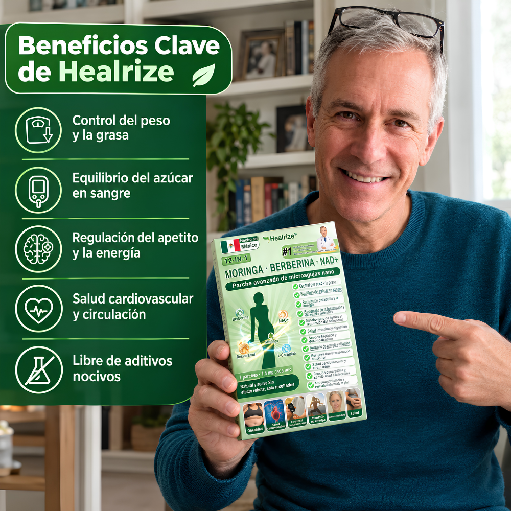 Healrize® 2026 Parche Adelgazante 12-en-1 con Moringa · Berberina × NAD+ 🇲🇽