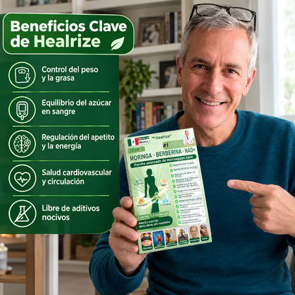 Healrize® 2026 Parche Adelgazante 12-en-1 con Moringa · Berberina × NAD+ 🇲🇽