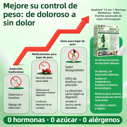 Tienda Oficial | Healrize® 2026 Parche Adelgazante 12-en-1 con Moringa · Berberina × NAD+ 🇲🇽 (Solo 1 hora al día, cambios visibles en 7 días)