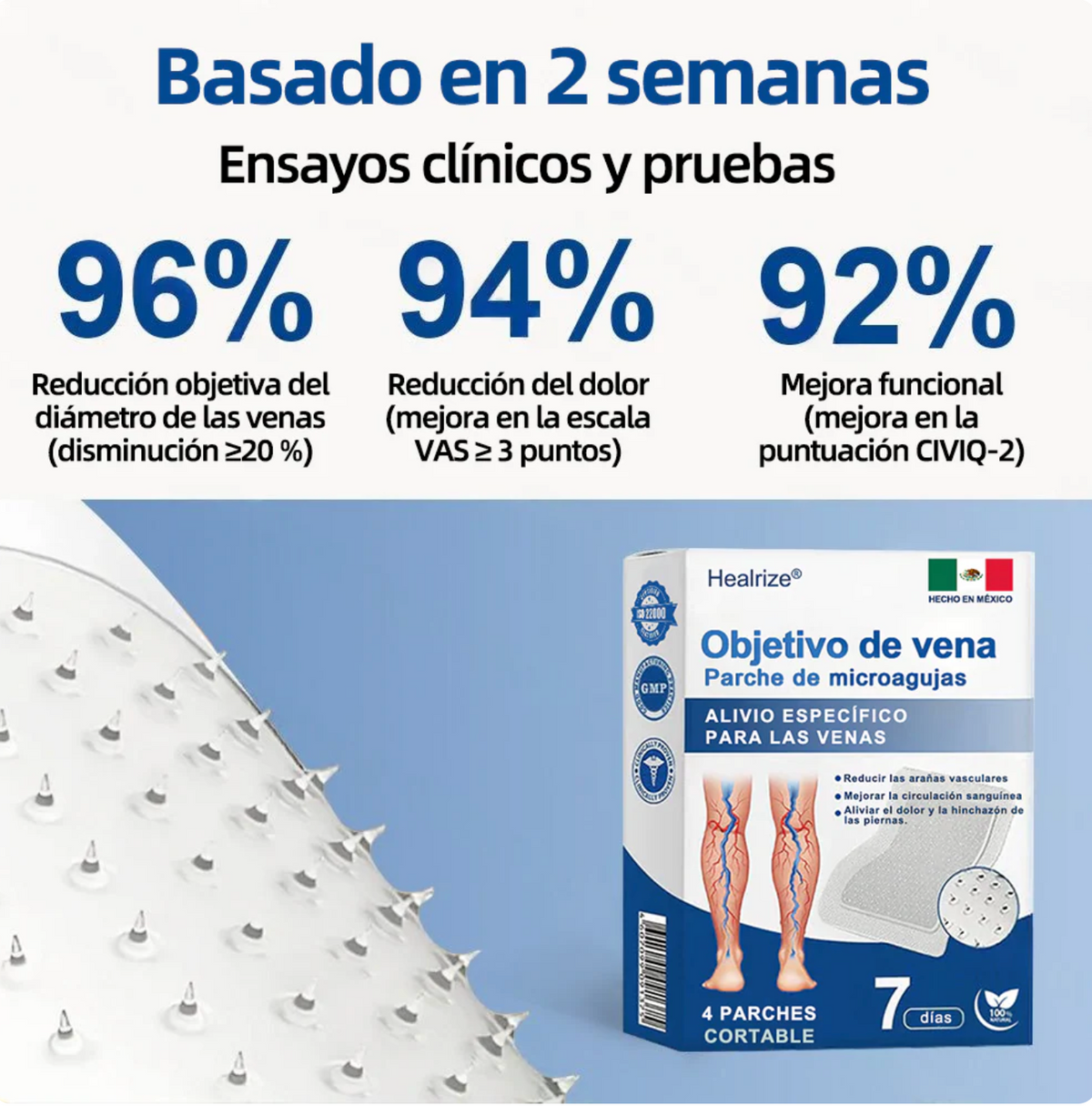 Tienda Oficial | 𝐻𝑒𝑎𝑙𝑟𝑖𝑧𝑒® Piernas Ligeras 12-en-1 🩹 Advanced Nano Microneedle Patch 🇲🇽 (Una vez al día · resultados en 7 días) 👨‍⚕️ Para várices, Reduce arañitas, mejora circulación, alivia piernas cansadas  y esa pesadez que no te deja estar cómoda 💝