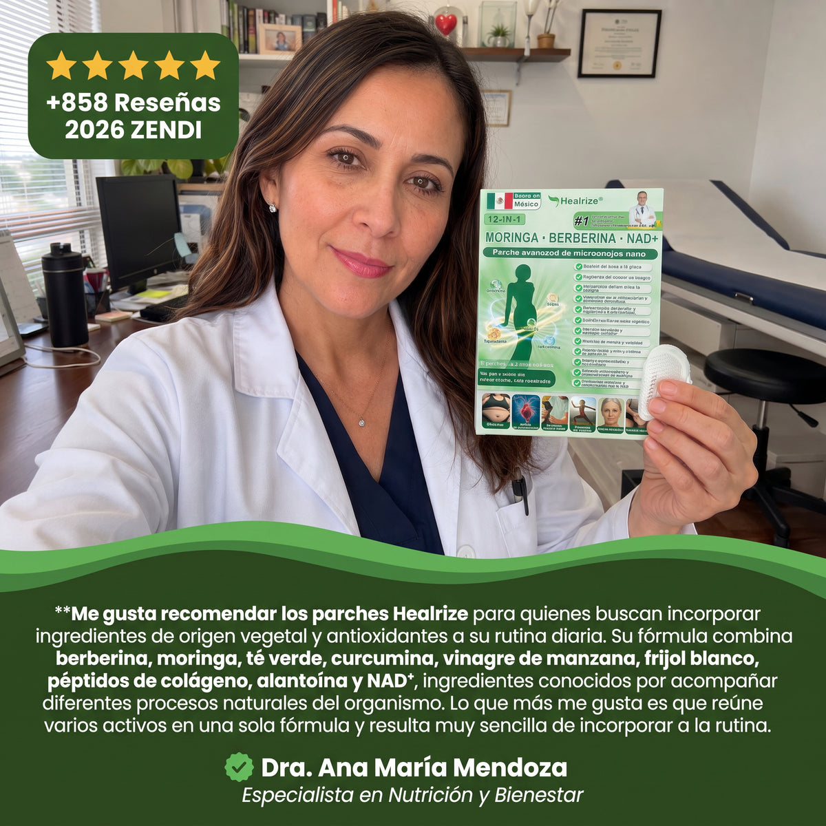 Tienda Oficial | Healrize® 2026 Parche Adelgazante 12-en-1 con Moringa · Berberina × NAD+ 🇲🇽