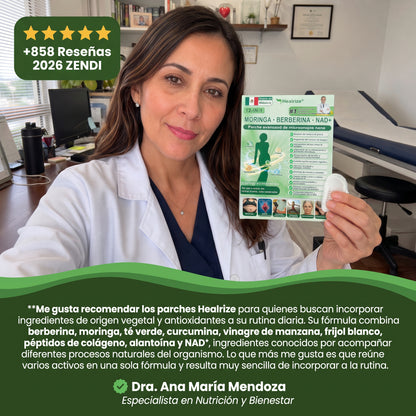 Tienda Oficial | Healrize® 2026 Parche Adelgazante 12-en-1 con Moringa · Berberina × NAD+ 🇲🇽