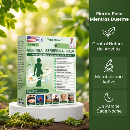 Tienda oficial | Parche adelgazante 12 en 1 Healrize® 2026 con moringa, berberina y NAD+ (controla el apetito, regula el azúcar en sangre, previene la diabetes y elimina la flacidez mientras duermes)