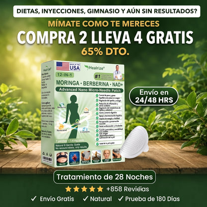 Tienda oficial | Parche adelgazante 12 en 1 Healrize® 2026 con moringa, berberina y NAD+ (controla el apetito, regula el azúcar en sangre, previene la diabetes y elimina la flacidez mientras duermes)