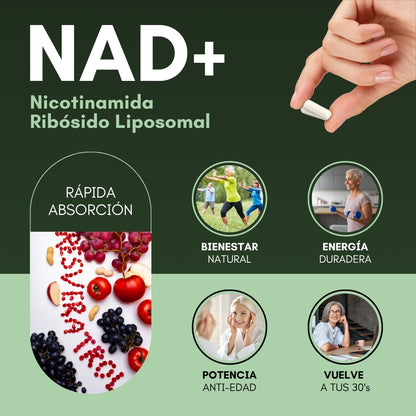 NAD+ RESVERATROL | Restaura tu energía celular, detén el envejecimiento y recupera la vitalidad de tus 30s
